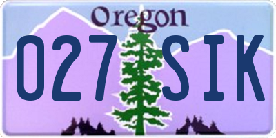 OR license plate 027SIK