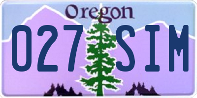 OR license plate 027SIM