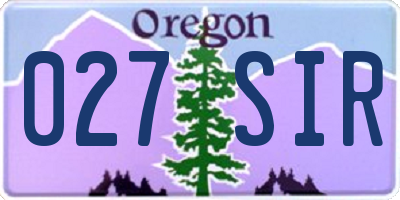 OR license plate 027SIR