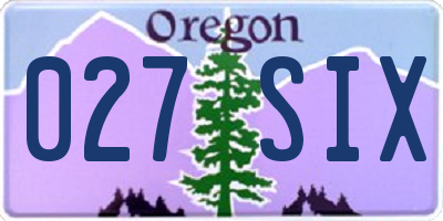 OR license plate 027SIX