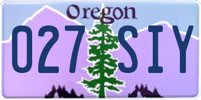 OR license plate 027SIY