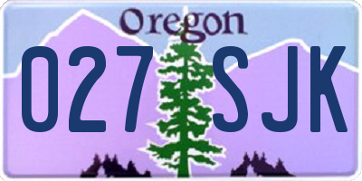 OR license plate 027SJK