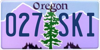 OR license plate 027SKI