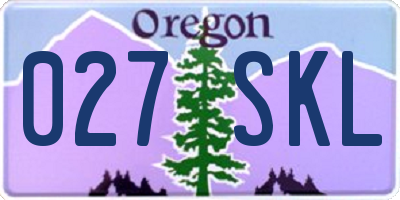 OR license plate 027SKL