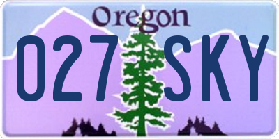 OR license plate 027SKY