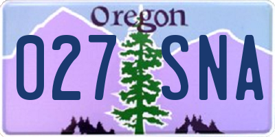 OR license plate 027SNA