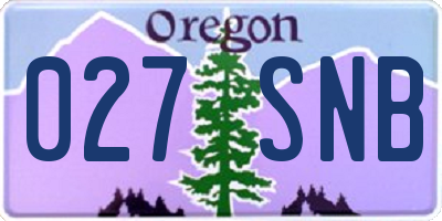 OR license plate 027SNB