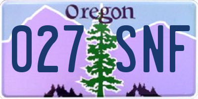OR license plate 027SNF