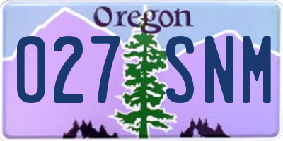 OR license plate 027SNM