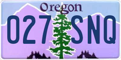 OR license plate 027SNQ