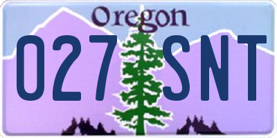 OR license plate 027SNT