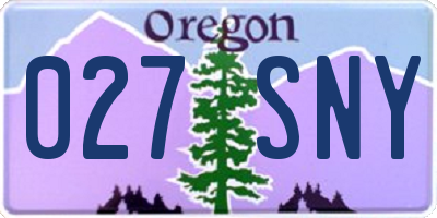 OR license plate 027SNY