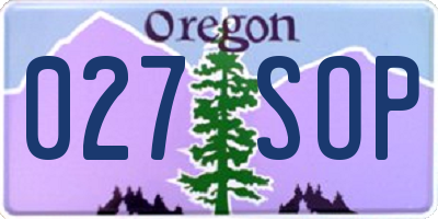 OR license plate 027SOP