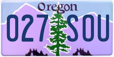 OR license plate 027SOU