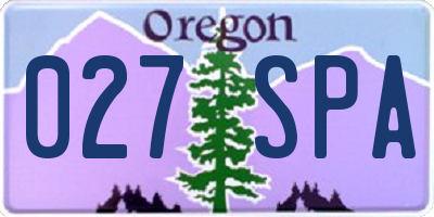 OR license plate 027SPA