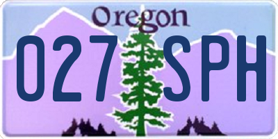 OR license plate 027SPH