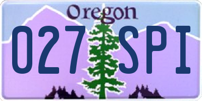 OR license plate 027SPI