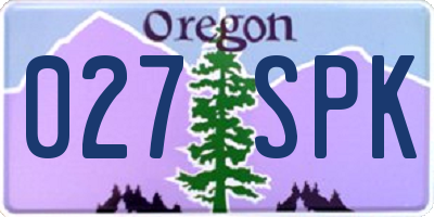 OR license plate 027SPK