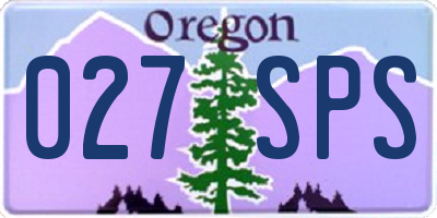 OR license plate 027SPS