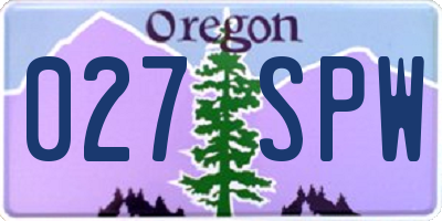 OR license plate 027SPW