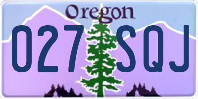 OR license plate 027SQJ