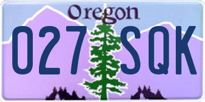 OR license plate 027SQK