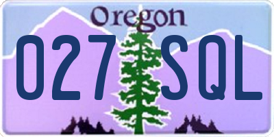 OR license plate 027SQL