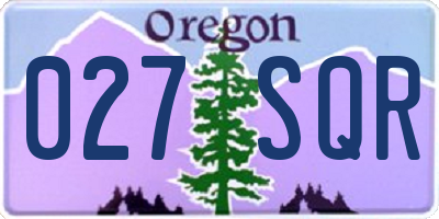 OR license plate 027SQR