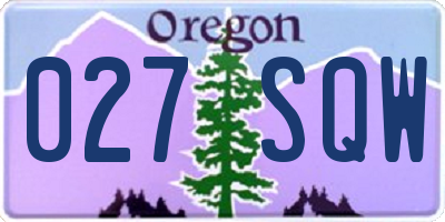 OR license plate 027SQW