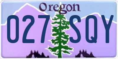 OR license plate 027SQY