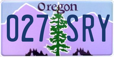 OR license plate 027SRY