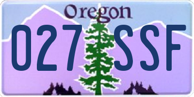 OR license plate 027SSF