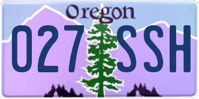 OR license plate 027SSH
