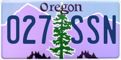 OR license plate 027SSN