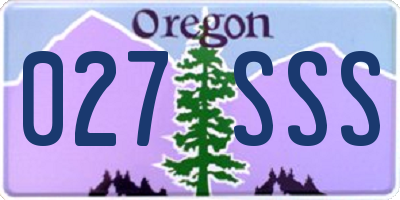 OR license plate 027SSS