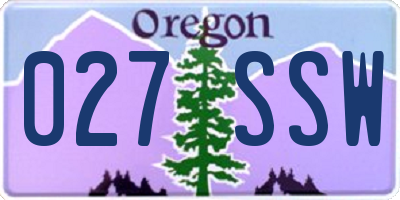 OR license plate 027SSW
