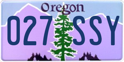 OR license plate 027SSY