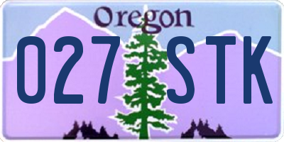 OR license plate 027STK
