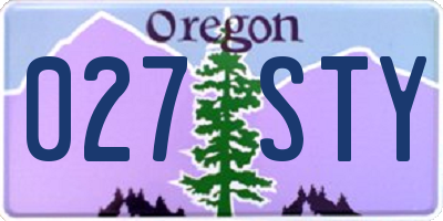 OR license plate 027STY