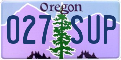 OR license plate 027SUP
