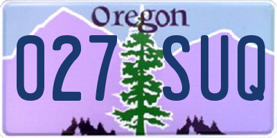 OR license plate 027SUQ