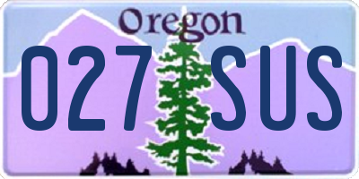 OR license plate 027SUS