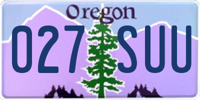 OR license plate 027SUU