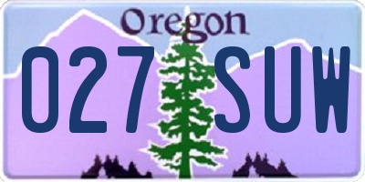 OR license plate 027SUW