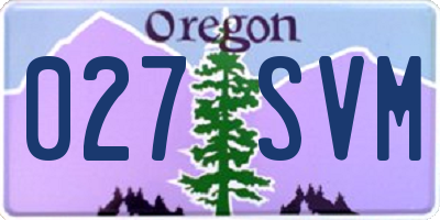OR license plate 027SVM
