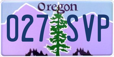 OR license plate 027SVP