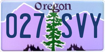 OR license plate 027SVY