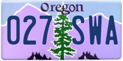 OR license plate 027SWA