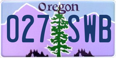 OR license plate 027SWB