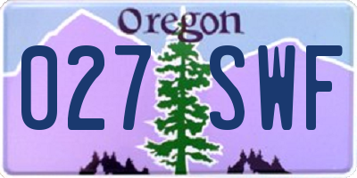 OR license plate 027SWF